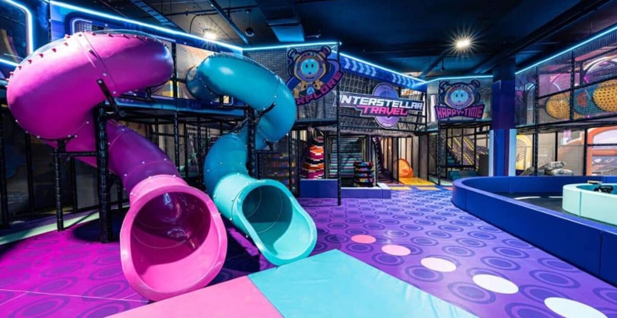 Picture of two slides at Area51 play centre