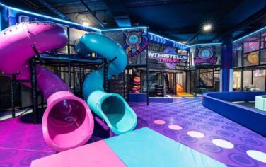 Picture of two slides at Area51 play centre