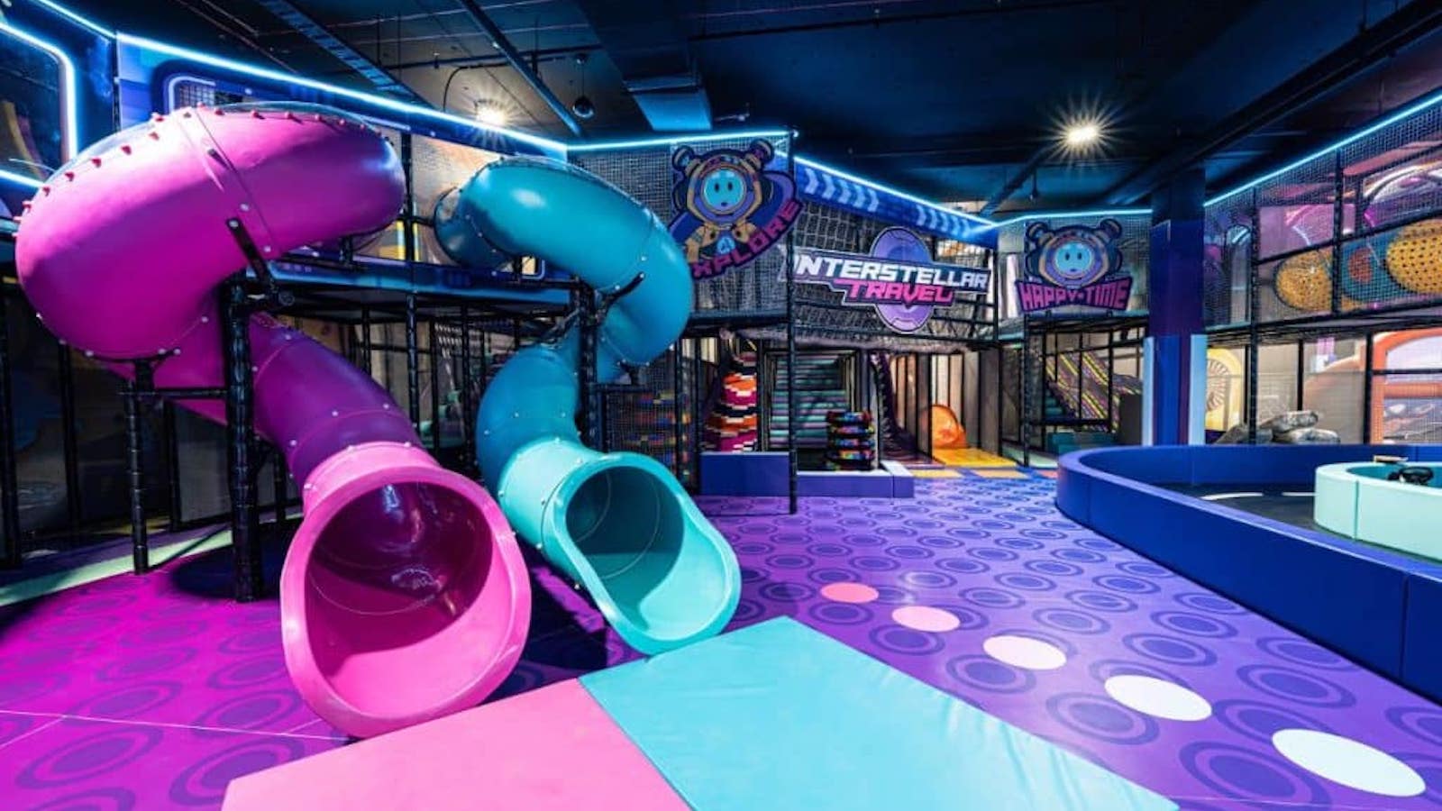 Picture of two slides at Area51 play centre